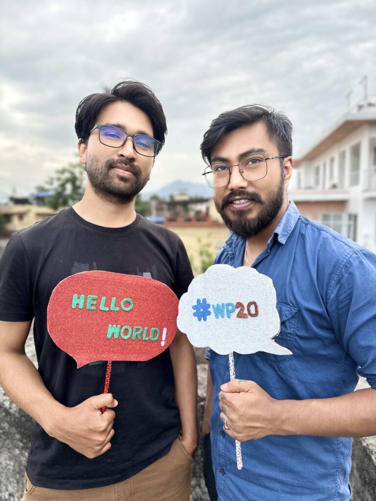 Employees of RWS taking photos with WP20 props